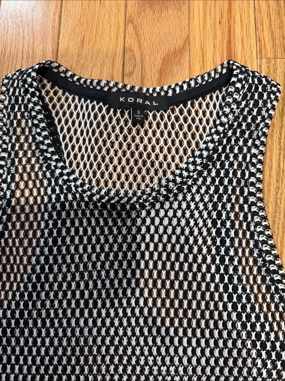 Koral Black & White Open-Weave Mesh Tank